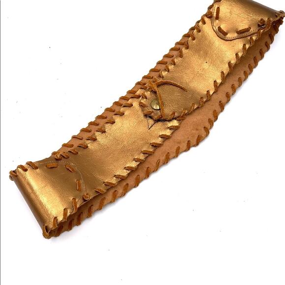 BOHO bronze-gold tone genuine leather wide belt size 31\
